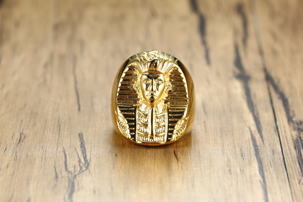 Hip Hop Rock 316L Stainless Steel Ancient Egyptian Pharaoh Tutankhamun Men Bling Ring Jewelry Drop Shipping