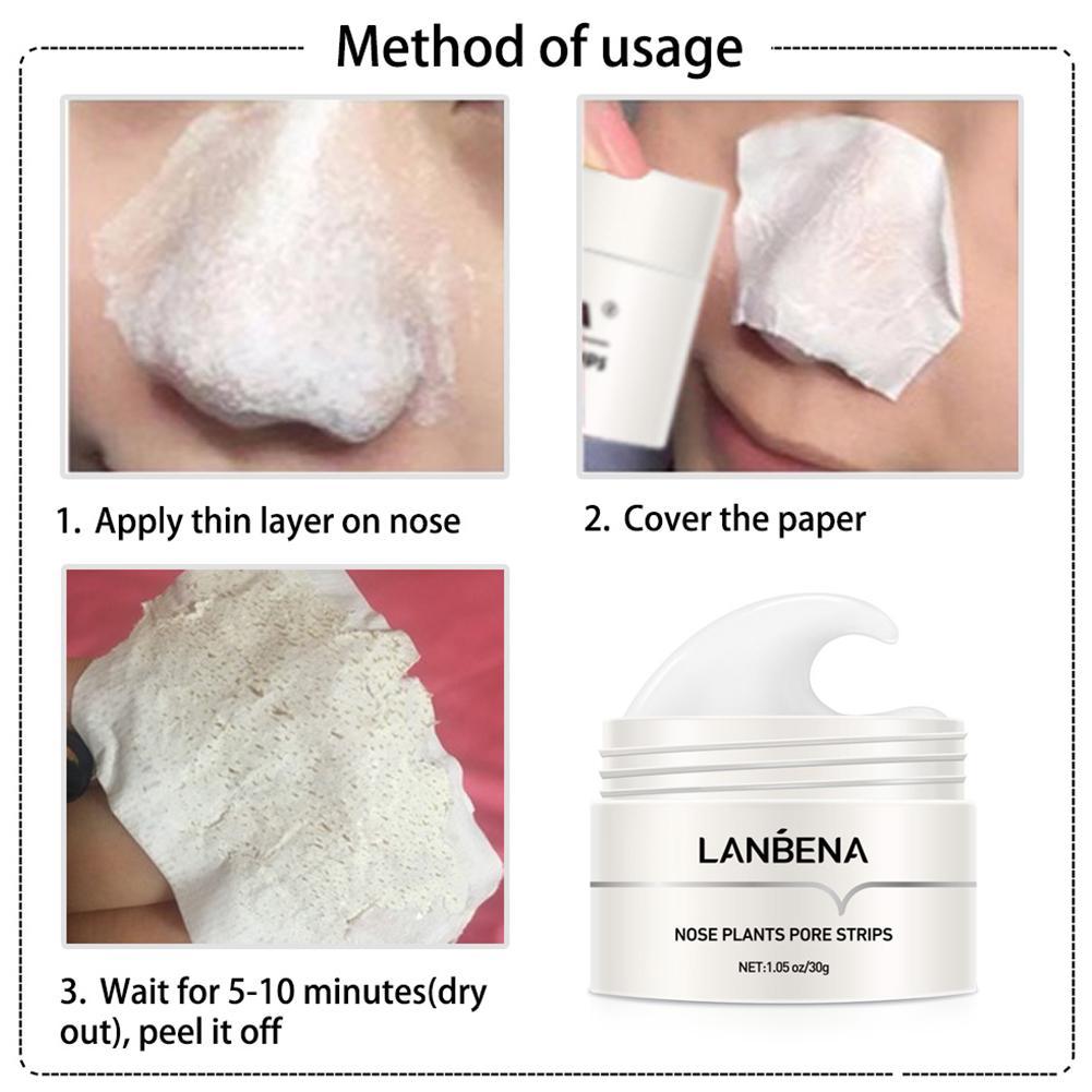 LANBENA Blackhead Remover Cream Paper Plant Pore Strips Nose Acne Cleansing Black Dots Peel Off Mud Mask Treatments Skin Care