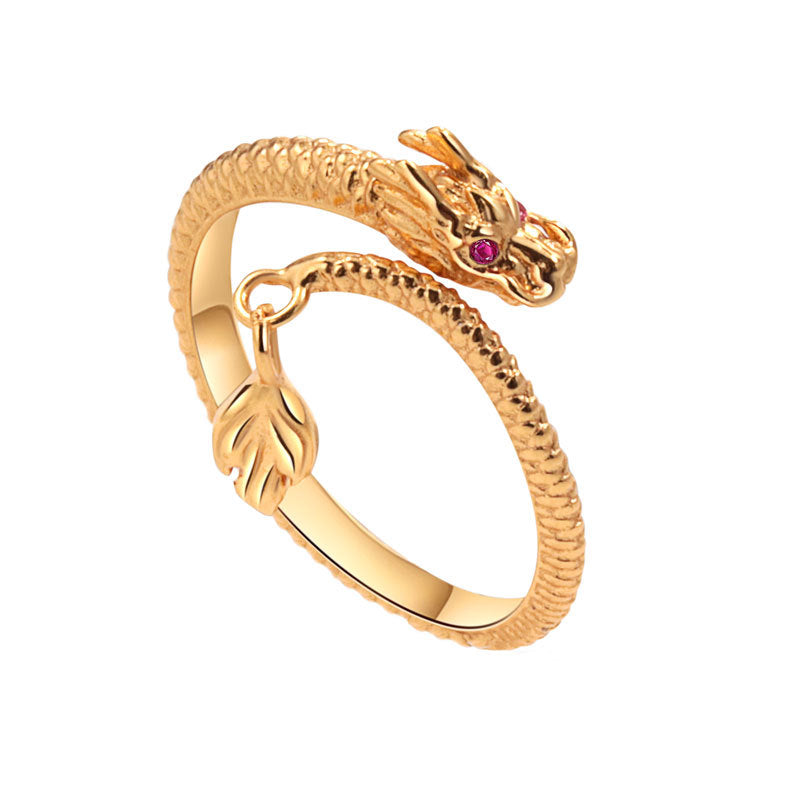 UILZ Fashion Dragon Shape Open Rings For Men Women Gold Color Stainless Steel Rings Party Jewelry Gift