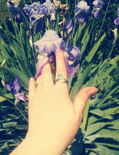 Silver Woman Horse Ring Animal Shaped.