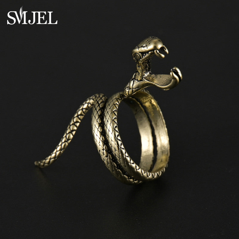 Classic Design Dragon Shape Smoking Rings for Women Men Punk Vintage Animal Snake Ring Opening Adjustable Finger Jewelry 2024