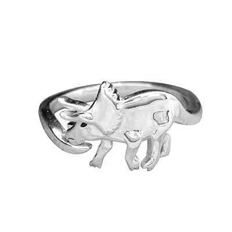 Dinosaur Rings Cute Silver Color Opening Adjustable Rings Best Love Gift Design Animal Shape Ring For Women Men Punk Style