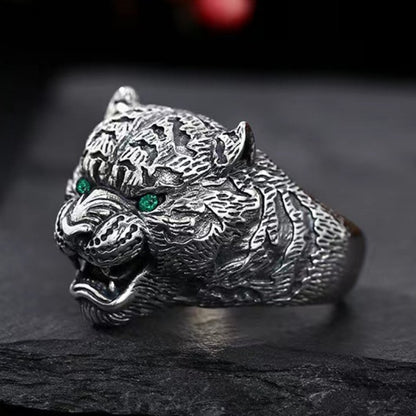 BOCAI S925 Sterling Silver Rings 2022 New Fashion Three Dimensional Tiger Heads Zircon Pure Argentum Hand Jewelry for Men Women