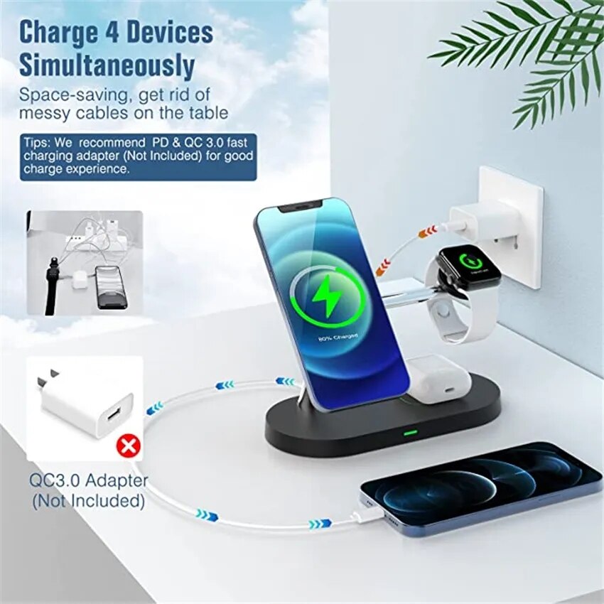 3-in-1 Magnetic Wireless Charger Stand For iPhone.