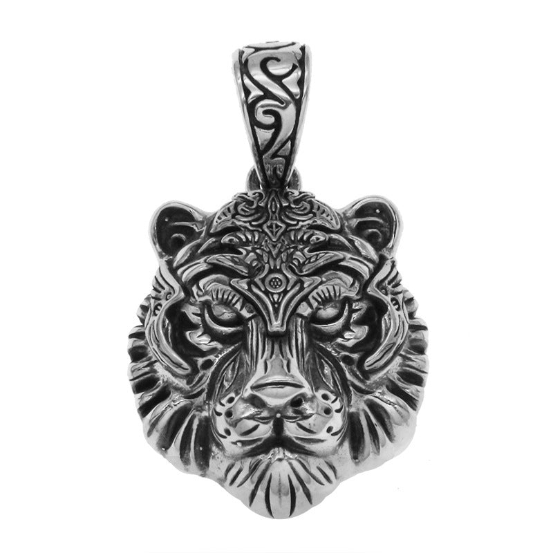 Exquisite charm trendy domineering war horse tiger animal pendant necklace men's hip-hop rock party jewelry gift