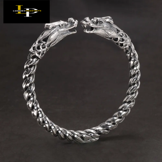 Silver Open Bracelet Bangle For Men Double.