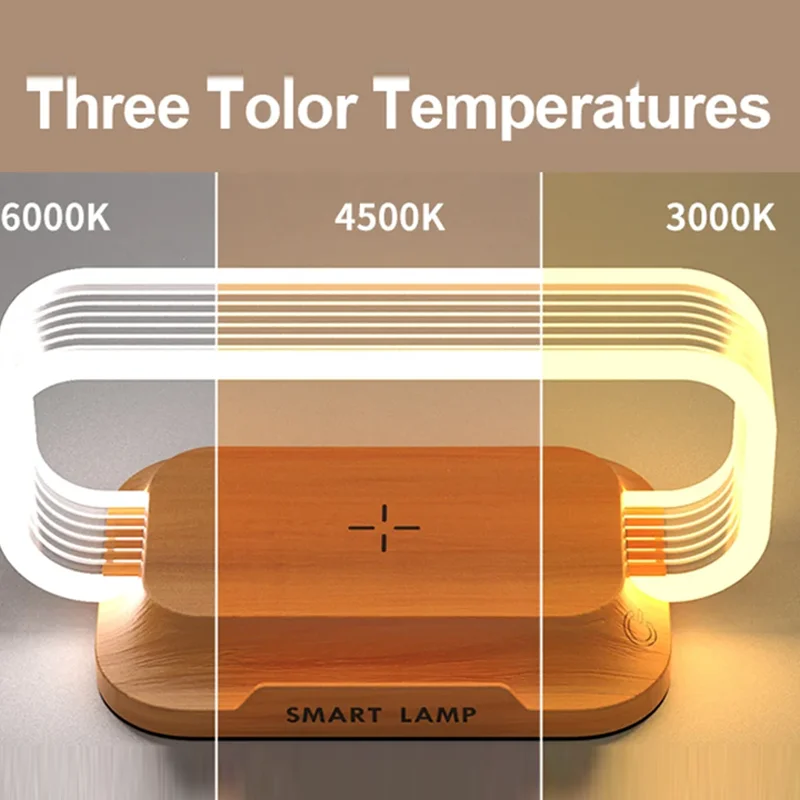 Touch Control Bedside Lamp with Wireless Charger.