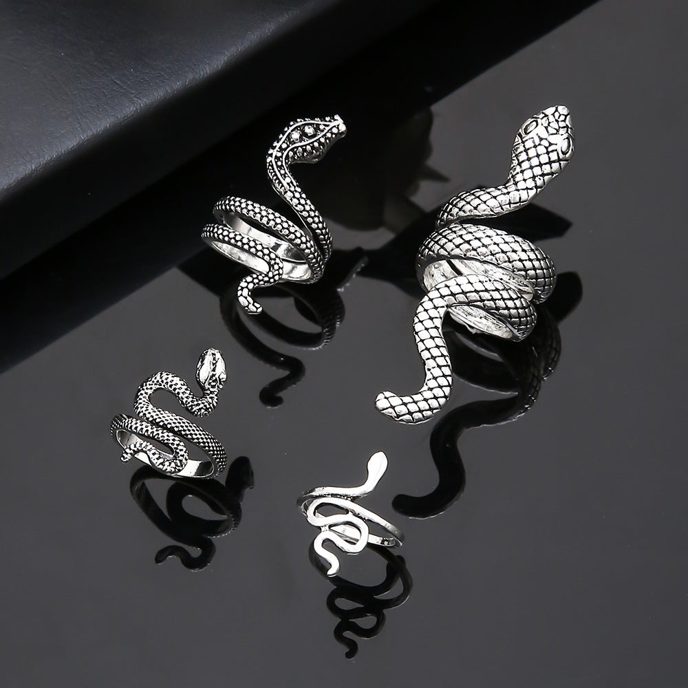 Punk Snake Shaped Ring Set for Women.