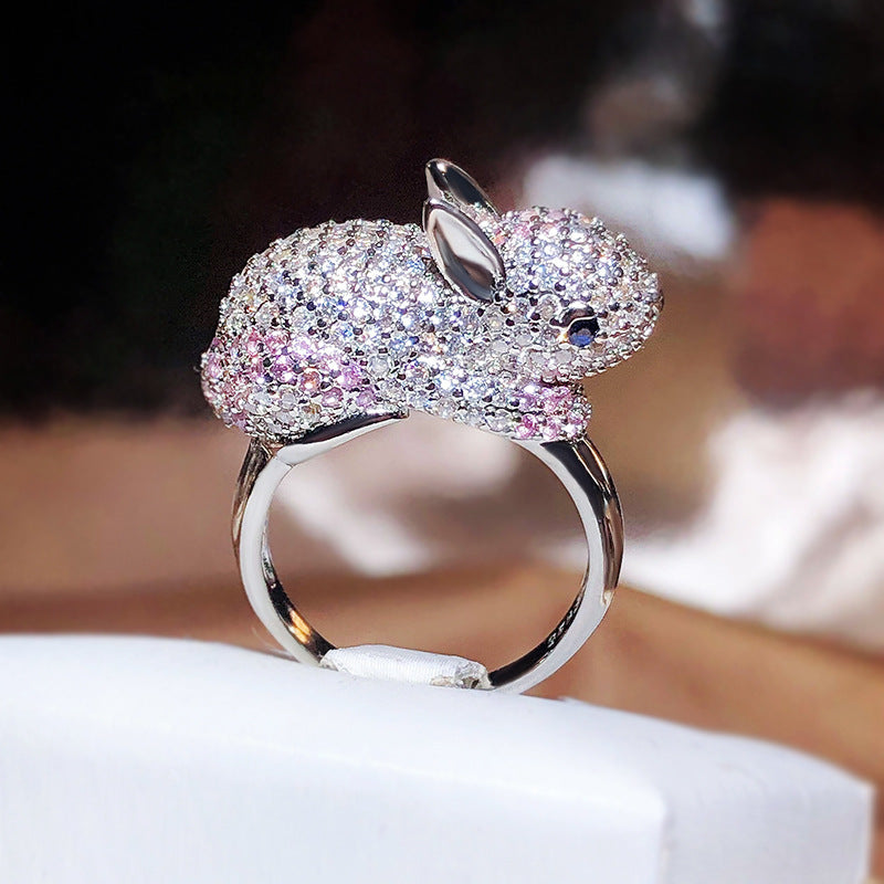 **2024 Zircon 925 Sterling Silver Rabbit Shape Ring**