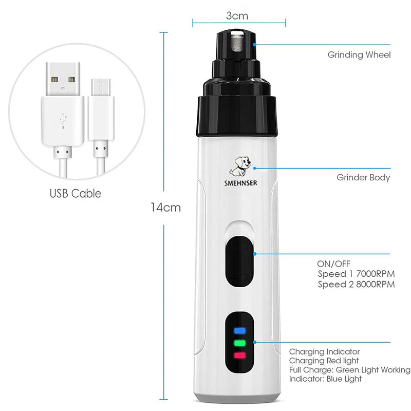 Painless USB Charging Dog Nail Grinders.