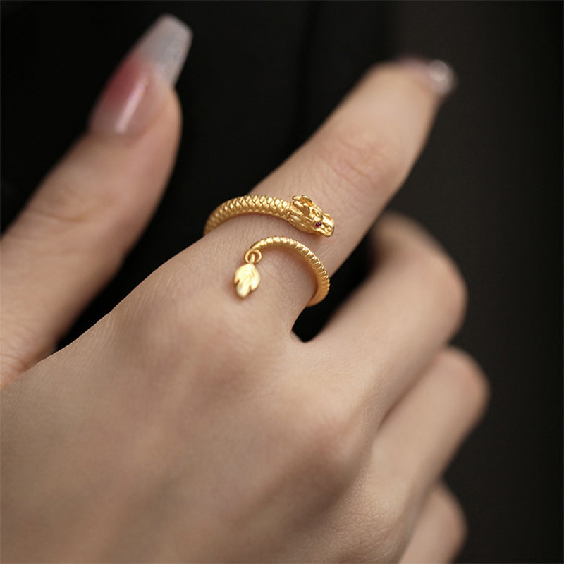 UILZ Fashion Dragon Shape Open Rings For Men Women Gold Color Stainless Steel Rings Party Jewelry Gift