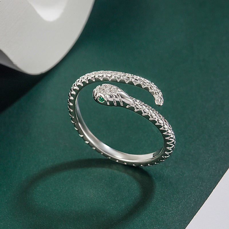 Fashion 925 Sterling Silver Snake Ring Temperament Charm Animal Shape Ring Birthday Gift for Women's Exquisite Jewelry