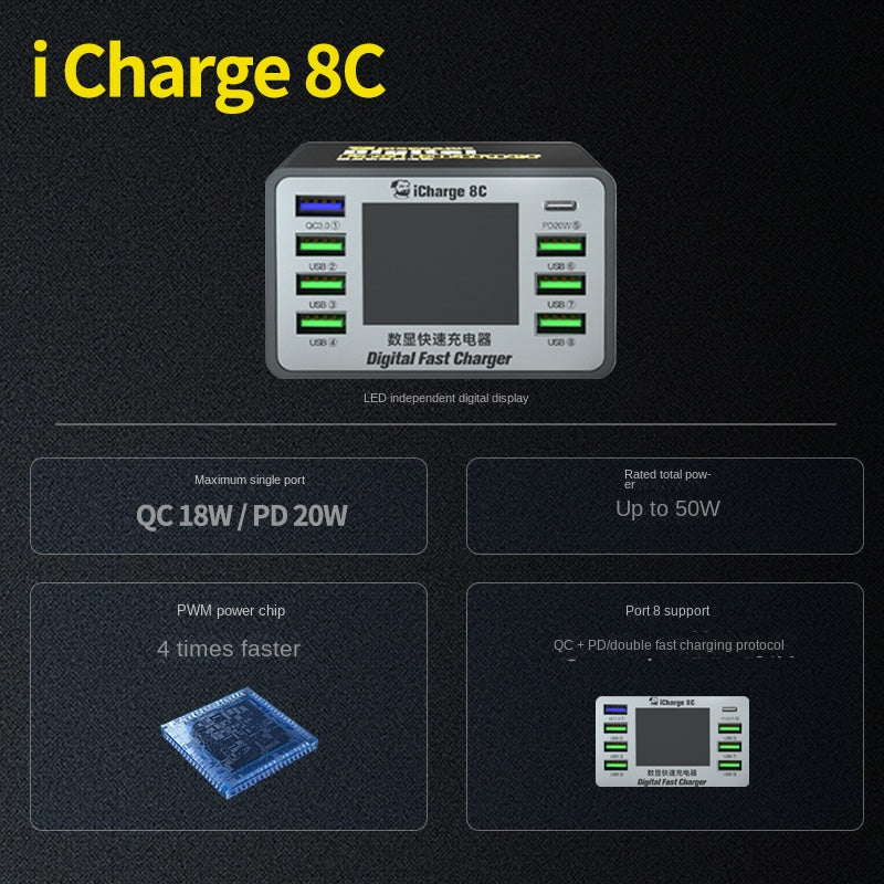 Fast Charger MECHANIC ICharge 8A 8C 8 Ports.