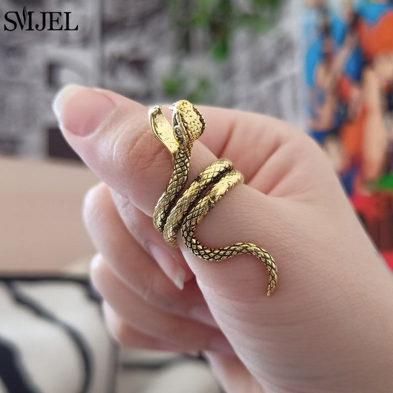 Classic Design Dragon Shape Smoking Rings for Women Men Punk Vintage Animal Snake Ring Opening Adjustable Finger Jewelry 2024