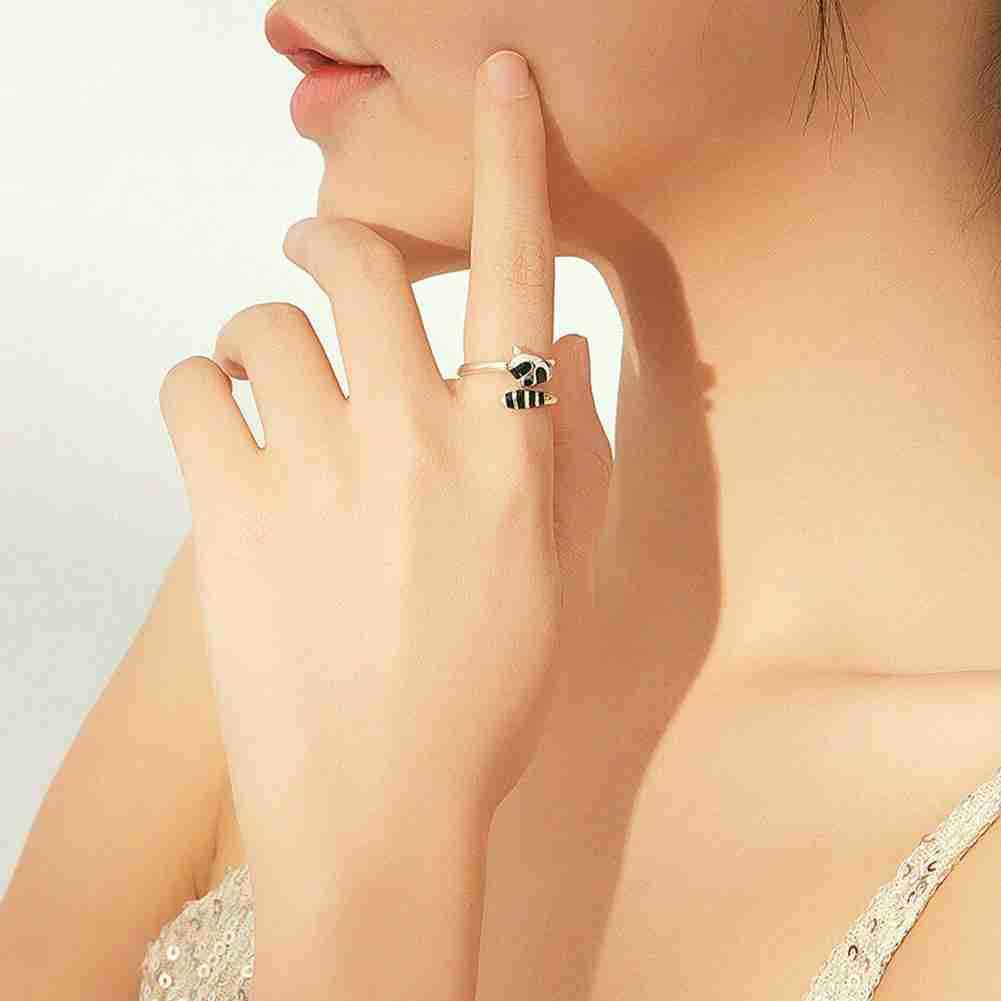 Adjustable Open Raccoon Fox Shape Ring.