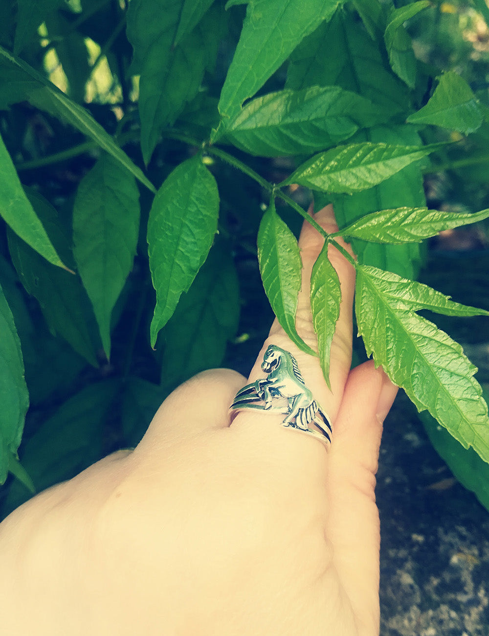 Silver Woman Horse Ring Animal Shaped.