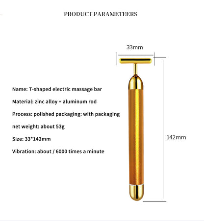 T-Shape Facial Massager Vibrating Beauty Bar 24K.