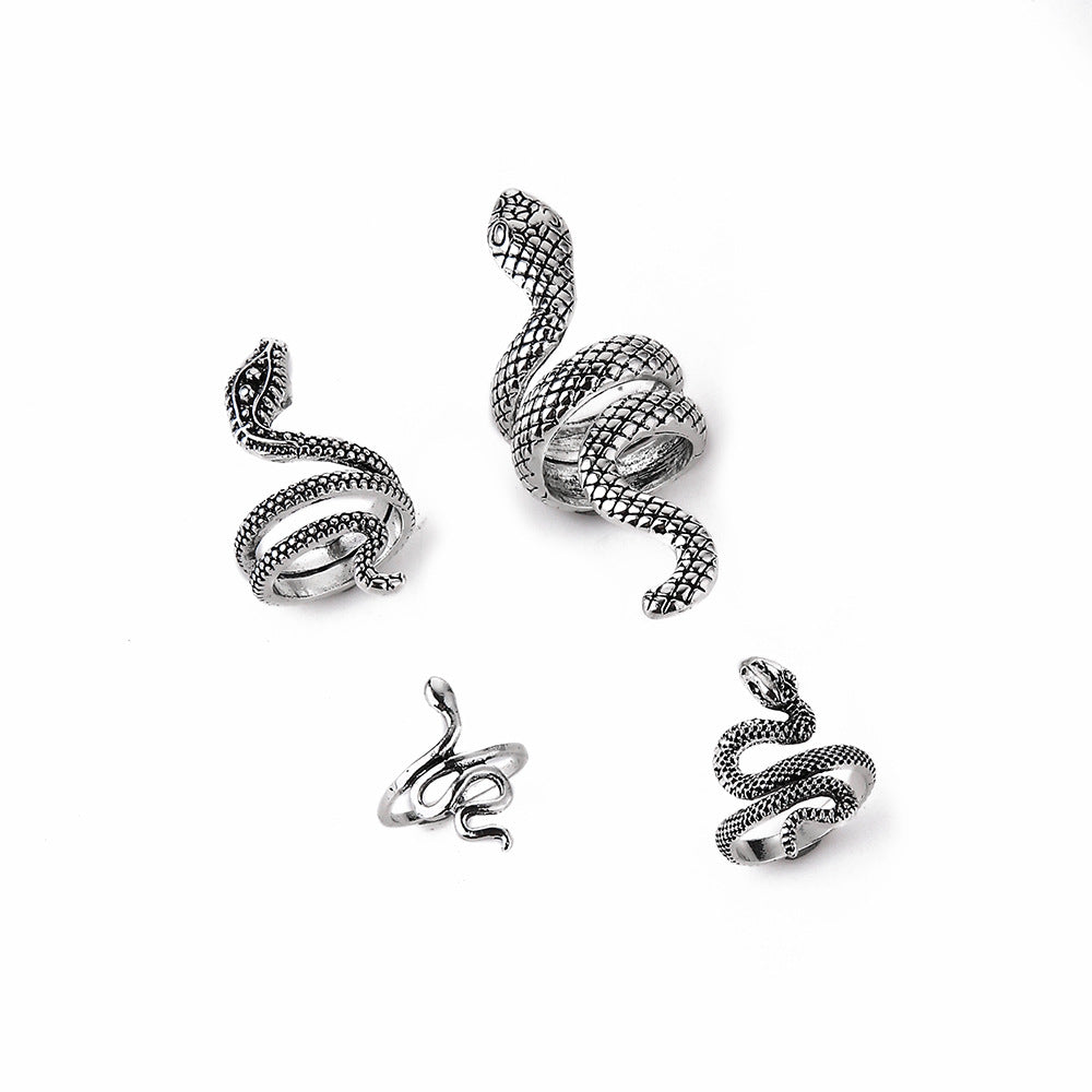 Punk Snake Shaped Ring Set for Women.