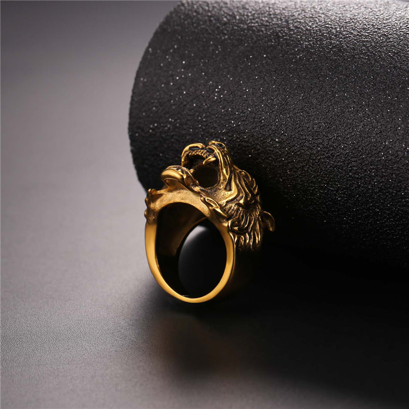 Starlord Cool Tiger Head Ring Punk Rock Jewelry Yellow Gold Color Mens Stainless Steel Biker Cocktail Rings Anillos GR2466