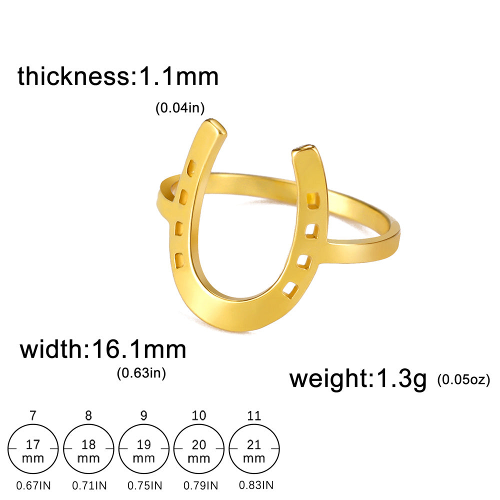 My Shape Horseshoe Rings For Women Girls U-Shaped Horseshoe Finger Rings Stainless Steel Fashion Jewelry Birthday Gifts Lucky