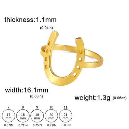 My Shape Horseshoe Rings For Women Girls U-Shaped Horseshoe Finger Rings Stainless Steel Fashion Jewelry Birthday Gifts Lucky