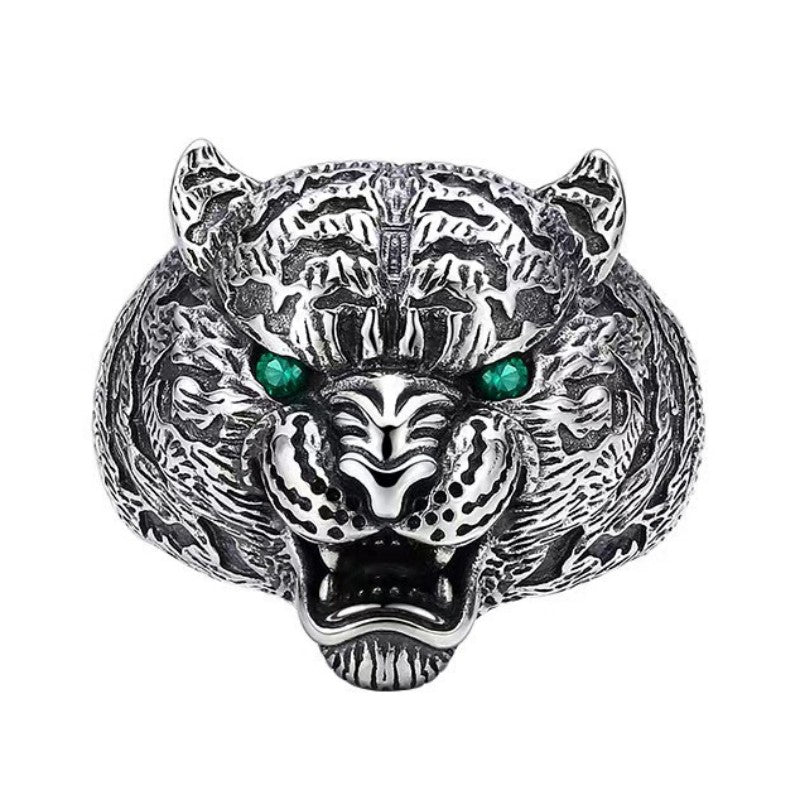 BOCAI S925 Sterling Silver Rings 2022 New Fashion Three Dimensional Tiger Heads Zircon Pure Argentum Hand Jewelry for Men Women