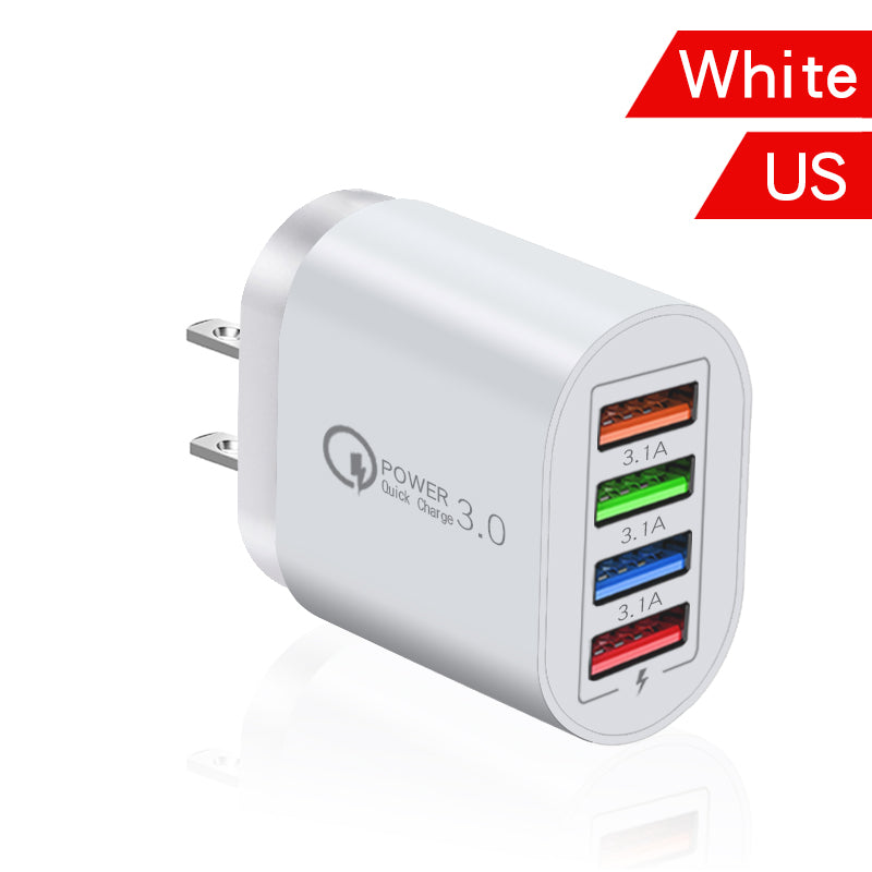 USB Charger: 4 Port 60W 3.1A Quick Charge