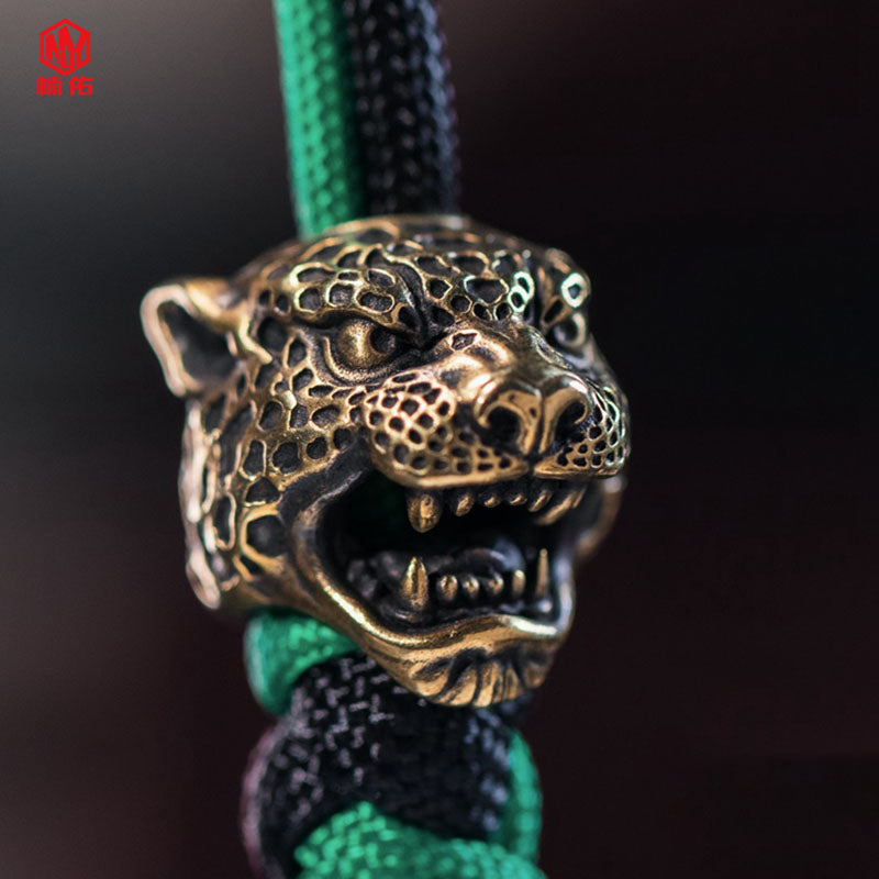 Leopard Head Retro Brass Paracord Beads