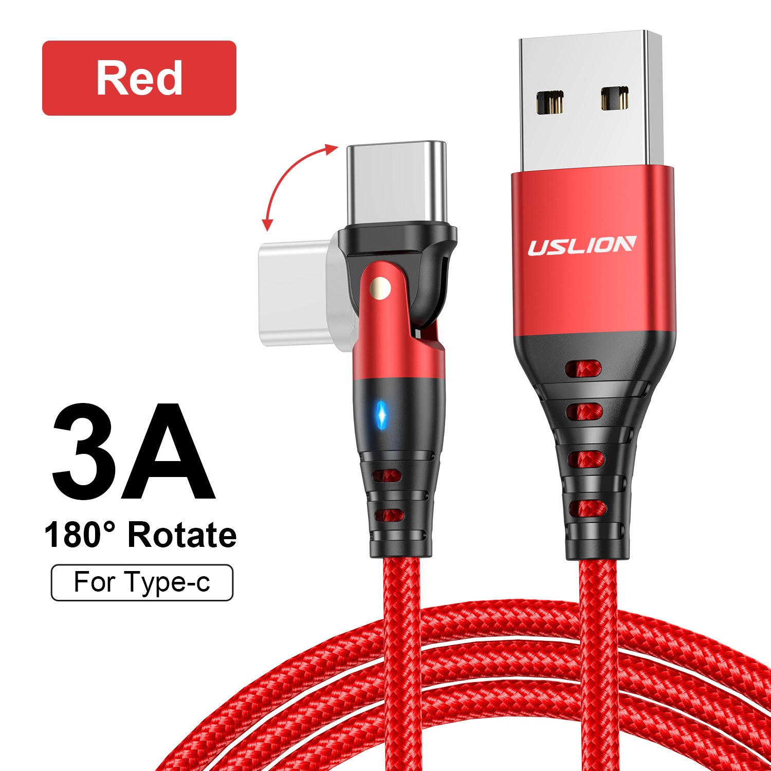 USB Type C cable, Rotating USB C cable, Fast charging cable, 3A USB C cable, iPhone charger cable, Samsung charger cable, Xiaomi charger cable, Mobile phone cable, Type C data cable, Flexible design, 180 degree rotation, USB C charger cable, High-speed data transfer, Tangle-free cable, Universal compatibility,