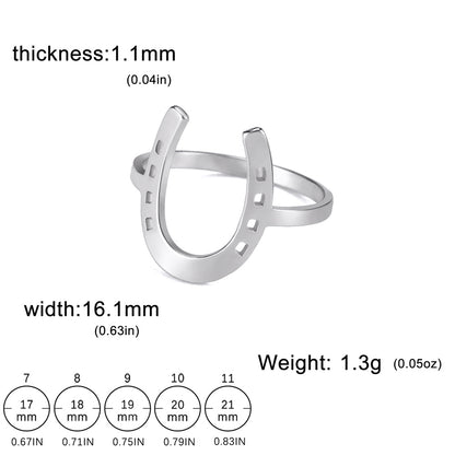 My Shape Horseshoe Rings For Women Girls U-Shaped Horseshoe Finger Rings Stainless Steel Fashion Jewelry Birthday Gifts Lucky