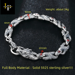 High-grade silver dragon bracelet for men and women.