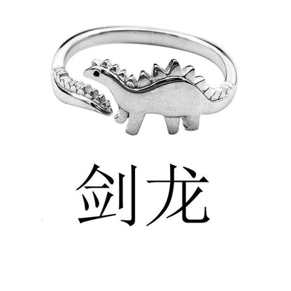 Dinosaur Rings Cute Silver Color Opening Adjustable Rings Best Love Gift Design Animal Shape Ring For Women Men Punk Style