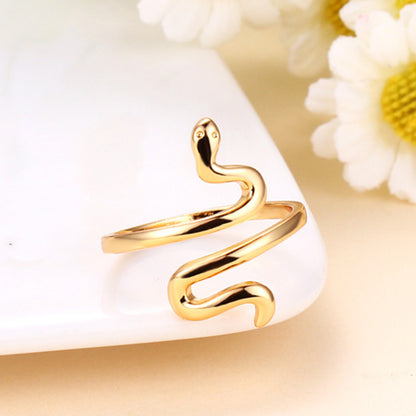 Lovely Snake Shape Open Adjustable Finger Ring for Women Simple Ring Fine Jewelry Girl Gift