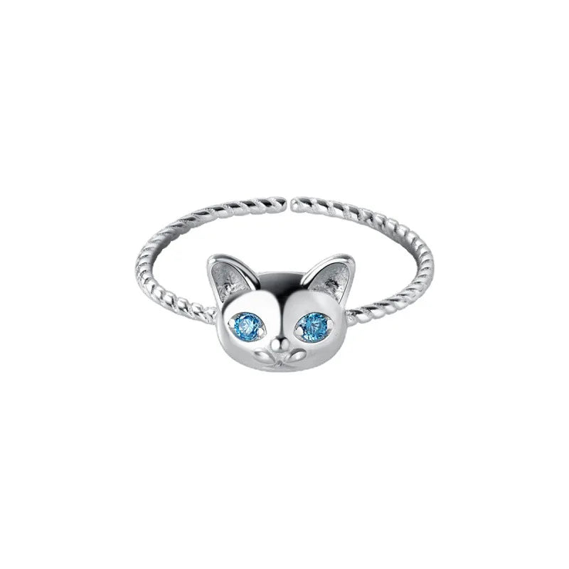 Vintage Cute Black Cat White Cat Love Couple Rings.