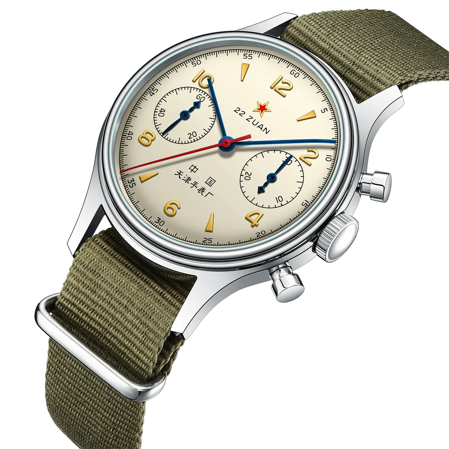 Retro pilot chronograph with Seagull movement.