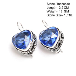 Genuine Tanzanite Blue Topaz Amber Citrine Bi-Color Tourmaline   Silvers Overlay on Copper Earrings