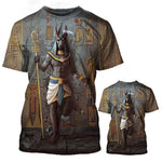 Men's T-shirt Summer Retro Style Fashion Egyptian Pharaoh Print Short Sleeve Tee Shirts Quick Dry Men's Crew Neck Loose Tops