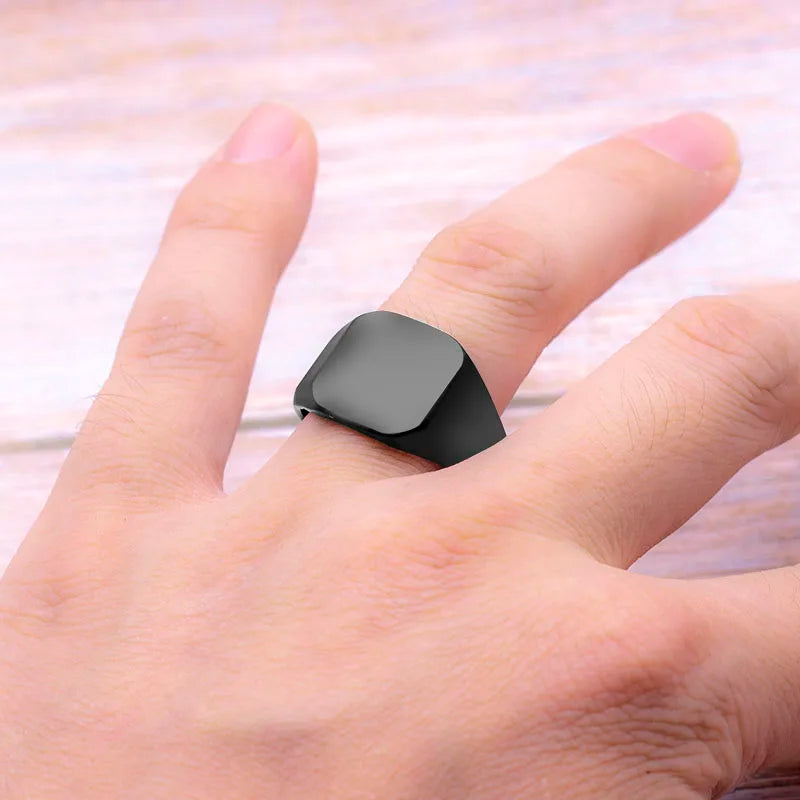 2021 Square Black Hero Ring: Stylish, Durable Men's Jewelry