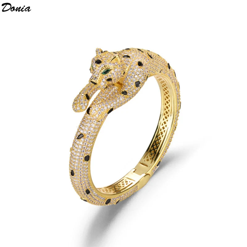 Donia Jewelry European and American new luxury leopard copper micro-inlaid AAA zircon bracelet fashion bracelet for men and wome