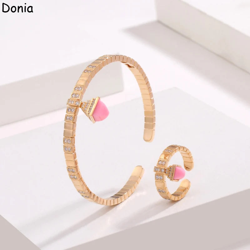 Donia jewelry European and American fashion copper micro-inlaid AAA zircon gemstone bracelet set creative luxury open ring set