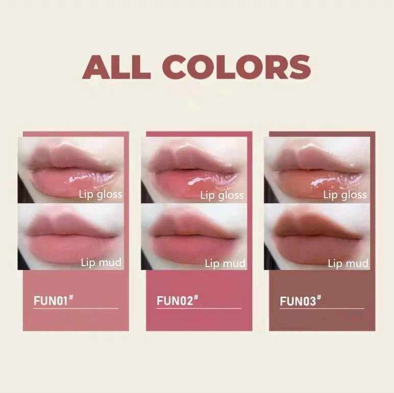 New Update!LEEMEMBER Double-Headed Two Effect Lip Glaze Water Mirror Surface Glossy & Matte Non-Stick Liquid Lip Mud Tint Makeup