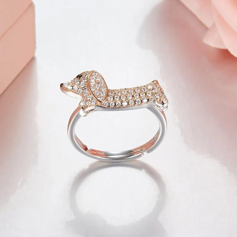 Fashion Real Silver Puppy Finger Ring.