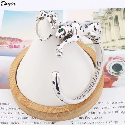 Donia jewelry European and American fashion opening spotted leopard bracelet animal ring set luxury T personality fashion jewelr