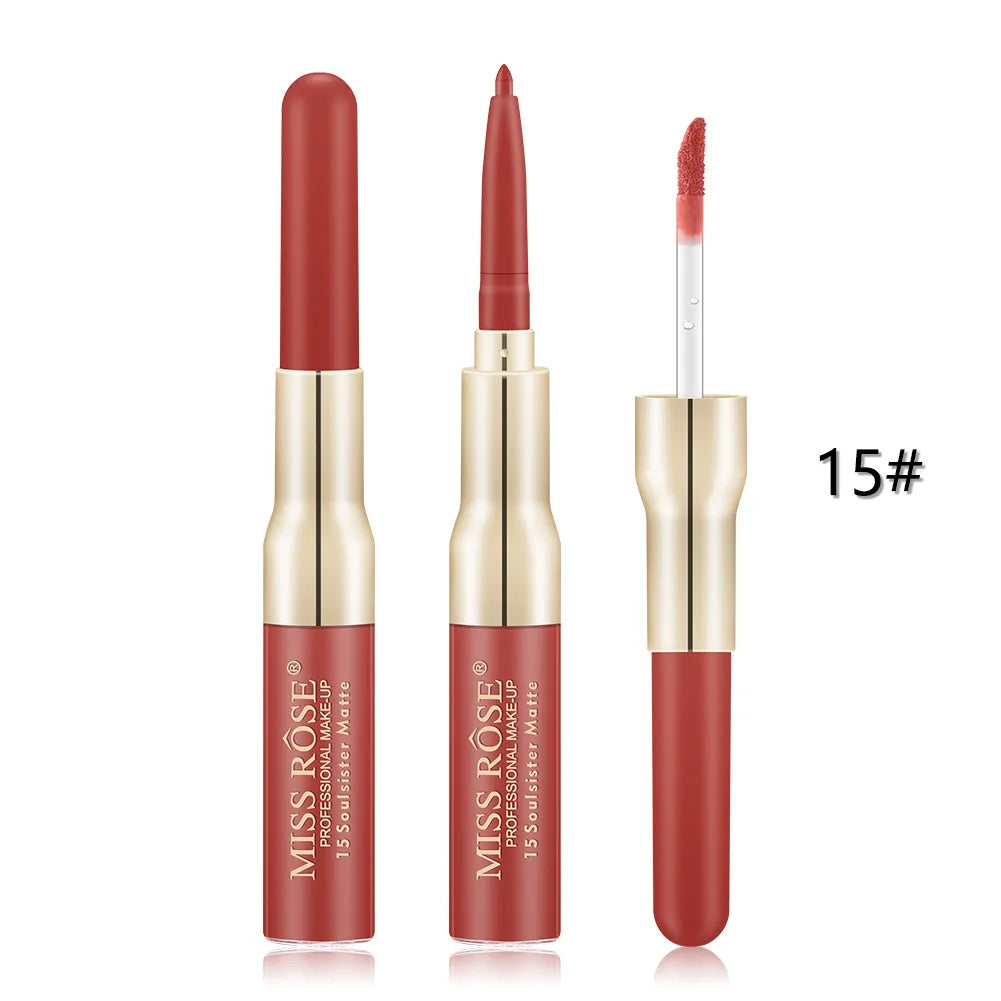 Double Head Lip Gloss Lipliner Pen Matte.