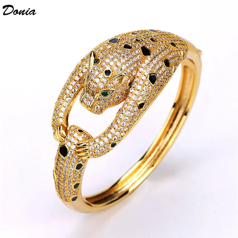 Donia jewelry Fashion micro AAA zircon leopard bracelet domineering animal enamel leopard bracelet men&