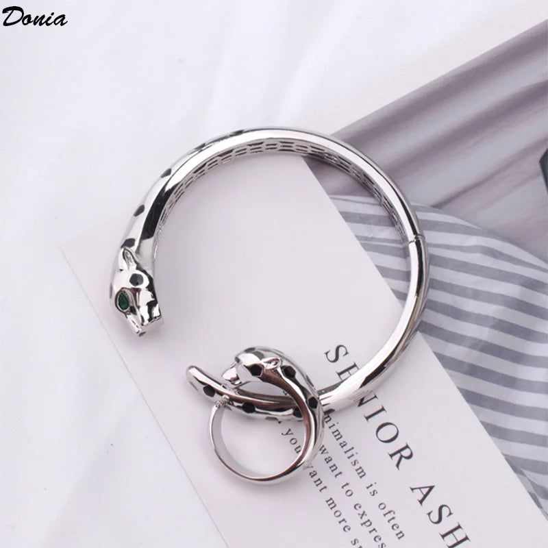 Donia Jewelry New Fashion enamel leopard bracelet European and American luxury ring luxury jewelry set for men and women