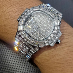 Luxury Watch For Men HipHop Diamond Silver.