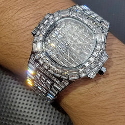 Luxury Watch For Men Diamond Silver.