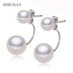 Double Silver Pearl Earrings For Women Jewelry.