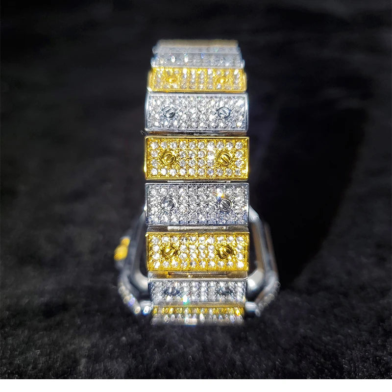 Dropshipping Gold Men Watch Ice Out Lab Diamond Square Watches for Male Waterproof Hip Hop bling bling Cool Hour Gift Wholesale